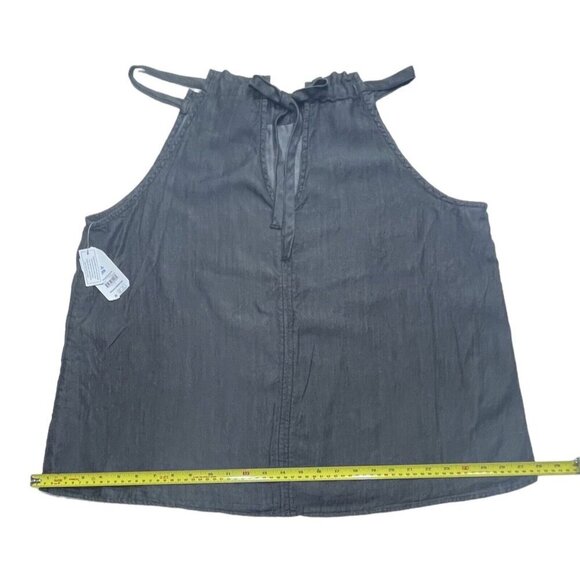 TIME & TRU Chambray Halter Top Tie‎ Back Keyhole Womens XXL / XXXL Black NEW - Picture 11 of 14